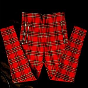 Red plaid pants from Zara size XS